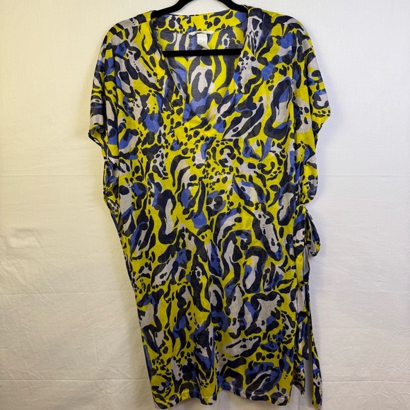 H&M Yellow and Blue Patterned Dress Women’s Size M - Picture 1 of 6